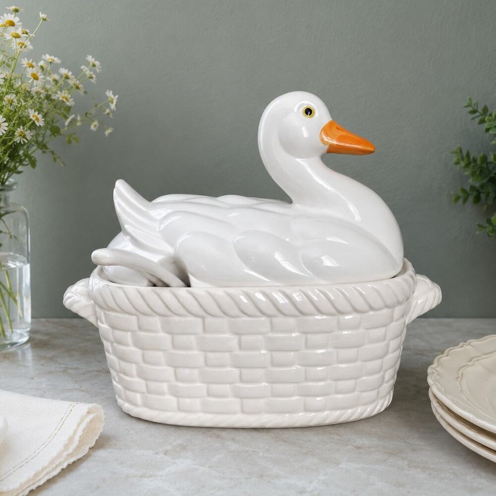 Vintage Action Japan Goose Duck Soup Tureen with Ladle | Cottagecore Kitchen